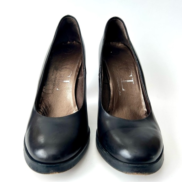AGL Attilio Giusti Leombruni Lucite Heel Pumps Black Leather Platform Size 39 - Picture 8 of 13